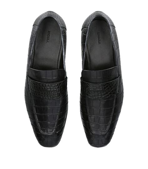 Black Crocodile Leather Loafers 